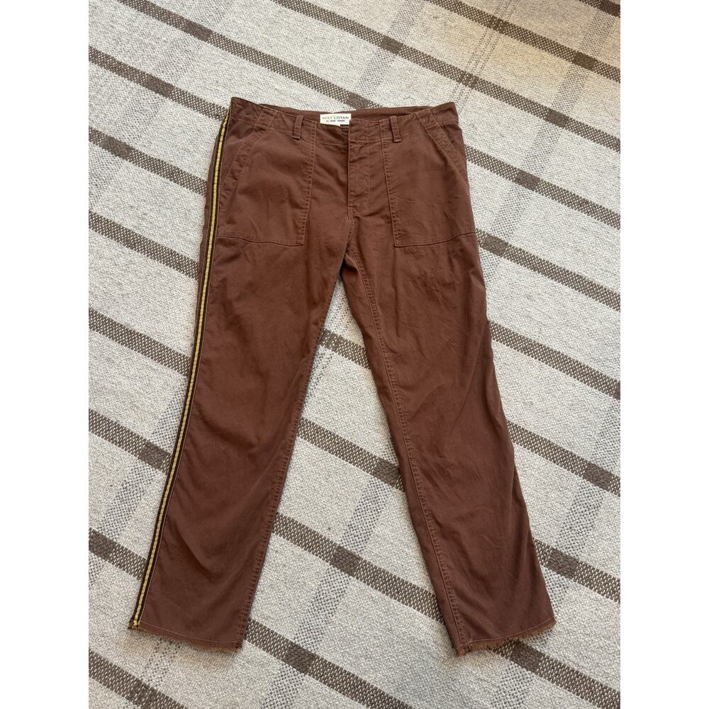 Nili Lotan Jenna Pants Straight Leg Ankle Military Rust Brown 6 Stripe